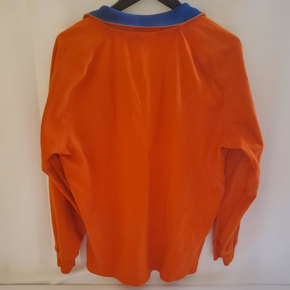Lacoste Quarter-Zip Up with Vintage Collar Look Orange and Blue Size XL - Picture 10 of 15